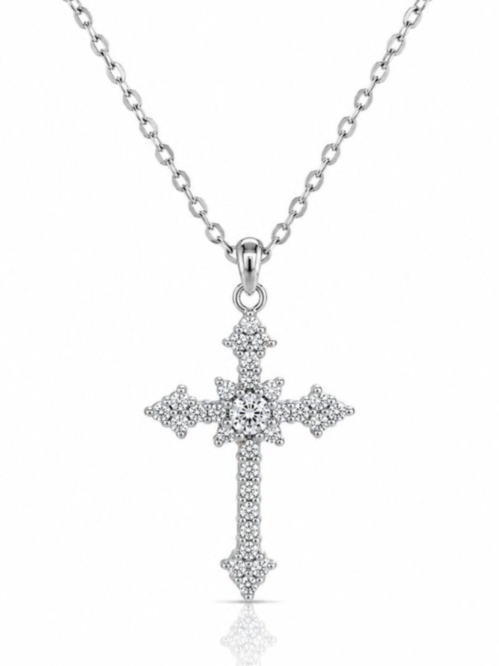 NWT Lola Cross Necklace // Sterling Silver + CZ Pavé